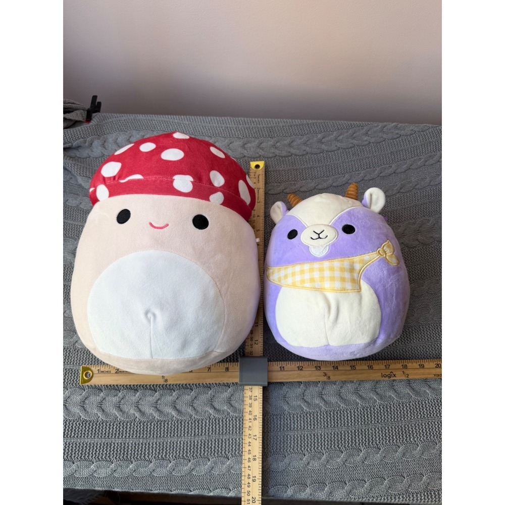 Squishmallow Malcolm Mushroom‎ & Purple Goat Unisex 12" 8" Red Tan Cottagecore